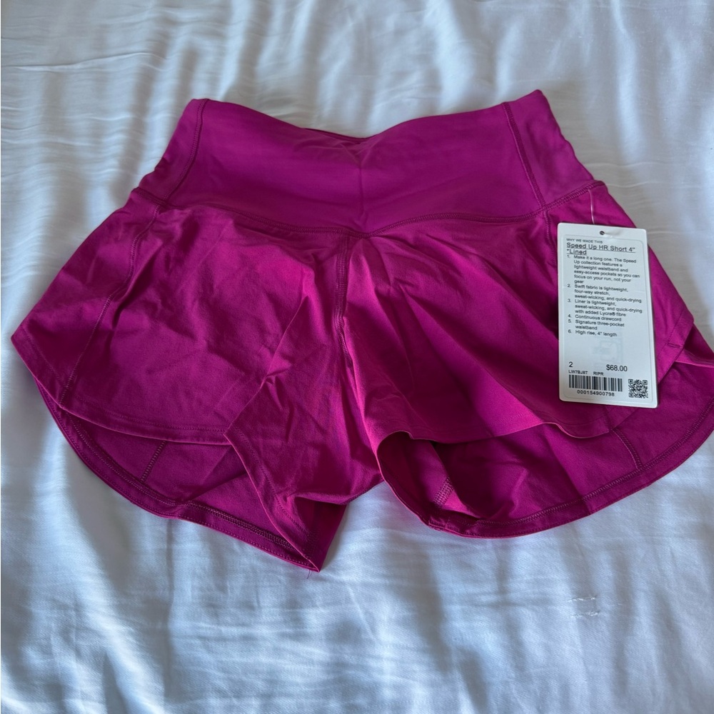 New with tags! Never worn! Lululemon Speed Up shorts 4” lined